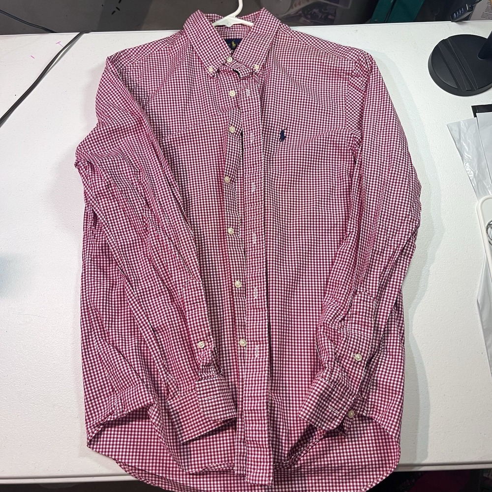 Ralph Lauren Men's Medium Button Up Red Checkered Box EUC